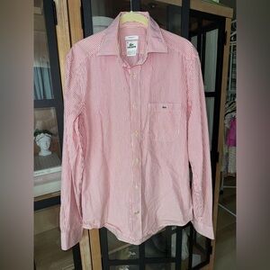 Vintage Lacoste shirt long sleeve striped Button Down 
 logo pocket crocodile